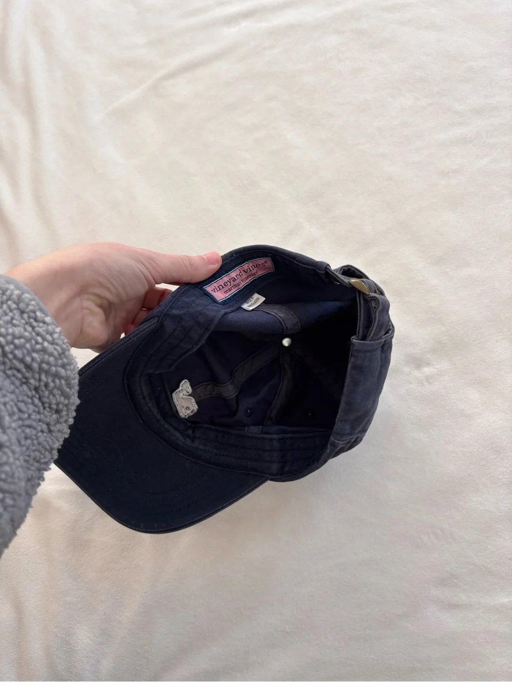 Vineyard Vines Navy Cap with Pink Whale Patch